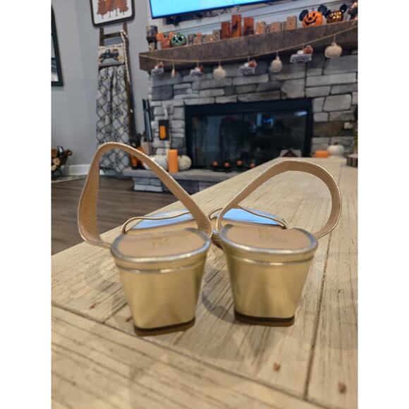 Stuart Weitzman Aleena Gold Wedge Sandals Women's Size 8B Slingback 438 MSRP - Picture 5 of 8